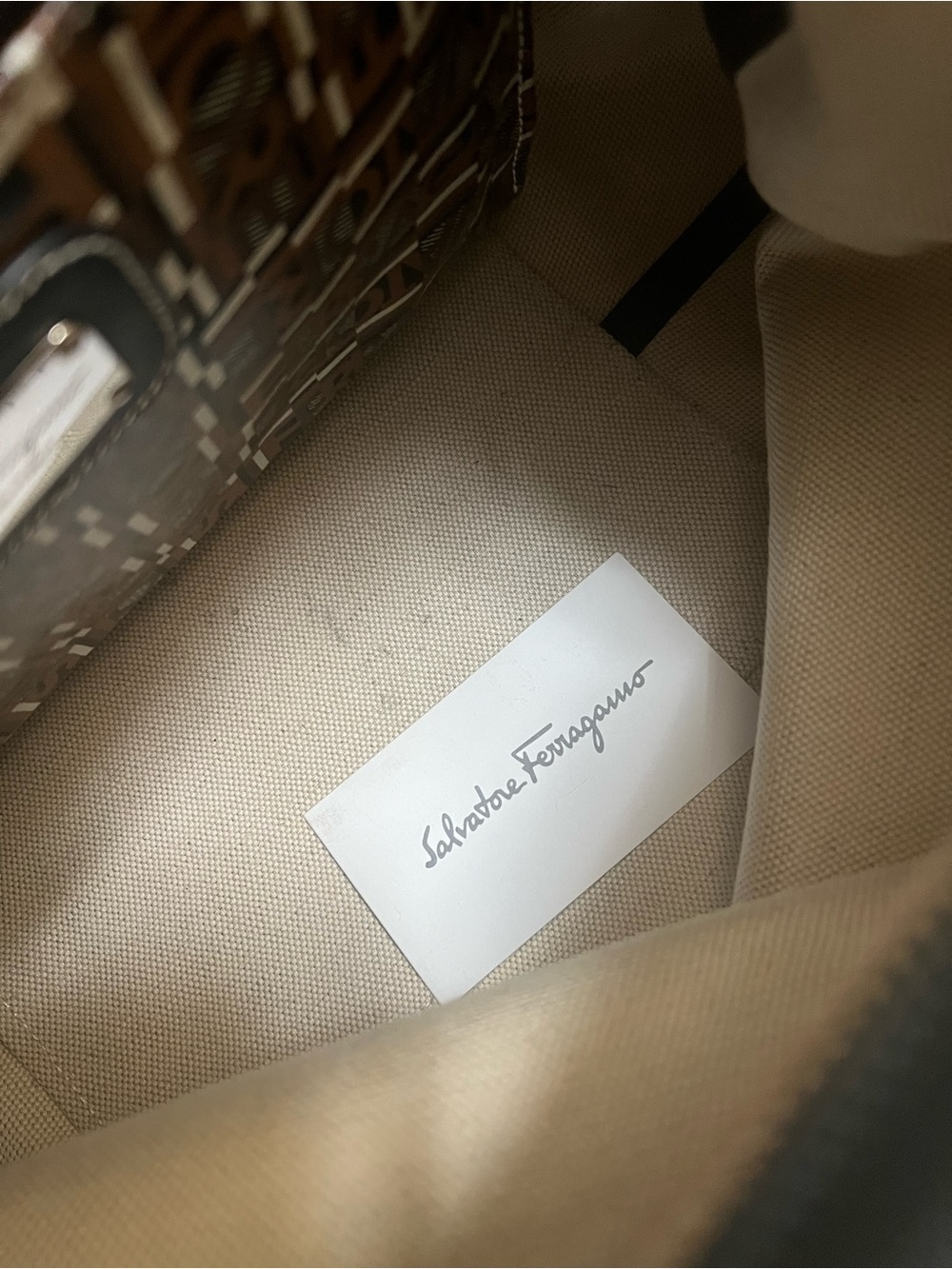 Authentic Salvatore Ferragamo Monogram Tote Bag Brown Italy COA Included - Picture 6 of 9